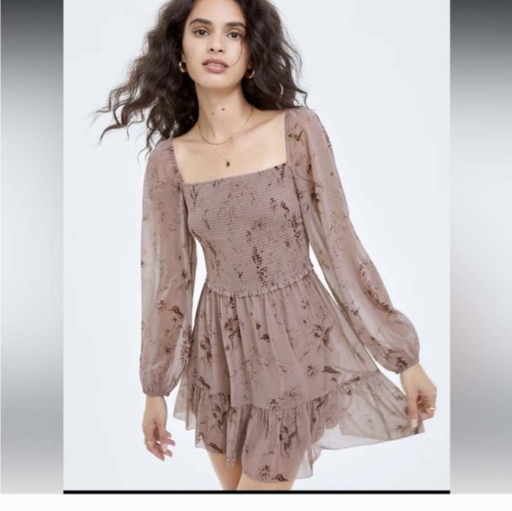 Wilfred Mauve-Brown Floral Mini Dress